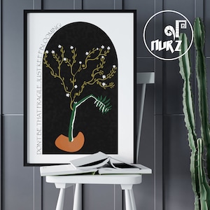 Dibujo del Árbol de la Vida: Arte Botánico Naranja Quemado (Descarga Digital)