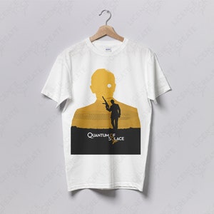 Quantum of Solace, James Bond, 007, Daniel Craig - Gildan Crewneck Cotton Unisex Fan-Made Illustrated Movie T-shirt Print - 2 Colours