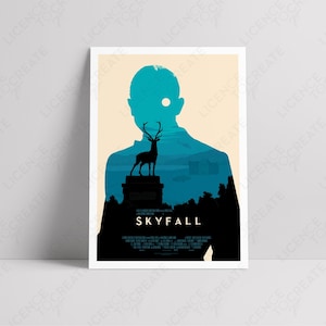 Skyfall, James Bond, 007, Daniel Craig, Series 1 - Premium Semi-Glossy Silk Fan-Made Illustrated Movie Poster