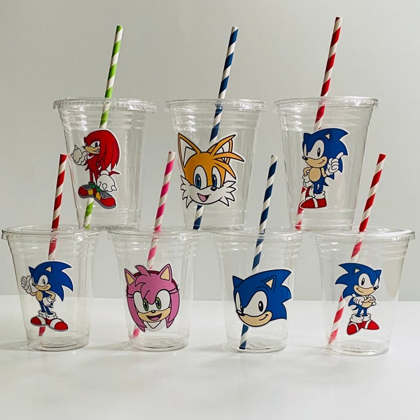 Sonic, Party Cups Disposable, 16oz disposable cups, 16oz Cups, blue Cups,  Party, Favor party, Sonic Cup, kids Birthday, boys birthday decor