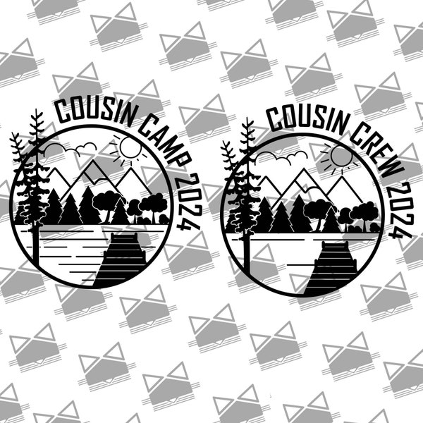 Cousin Crew 2024 or Cousin Camp 2024 lake and mountain - Instant Digital Download - PNG SVG jpg Includes Numbers and Letters DIY