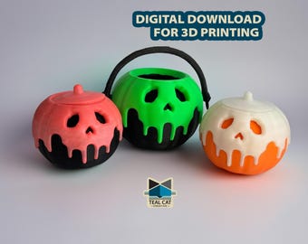 Poison Pumpkin bucket by TealCat Creative | STL File | Dragon Egg | mini collection container | 2 piece print