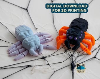 Skeletorus Jumping Spider by Teal Cat Creative | STL File | Articulated Flexi Friend | Halloween stl