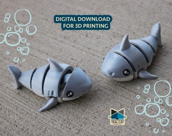 Great White Shark  by Teal Cat Creative | STL/3MF File | Articulated Shark | Flexi Friend