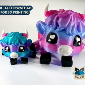 Cherub Highland Cow by Teal Cat Creative | Highland Cow | STL File | Mini collection | Flexi Friend | Valentines