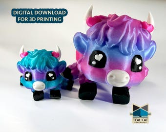 Cherub Highland Cow STL File | 3D Print Flexi Friend