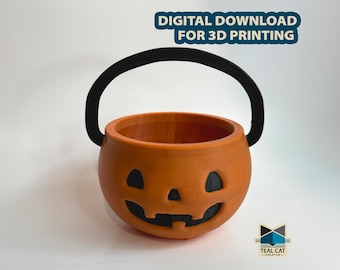 Jack o' Lantern Pumpkin Bucket STL/3MF File | 3D Print
