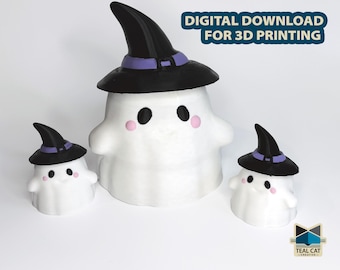 Cute Ghost Container by TealCat Creative | STL/3MF File | Dragon Egg | mini collection container