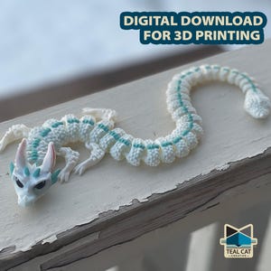 Easter Bristlecone Dragon by TealCatCreative, STL file for 3D Printing | Articulating Flexi Pet | Print in Place Articulated Dragon
