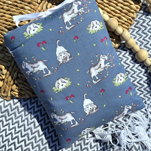 Buchhülle Hunde und Welpen, Gepolsterte Buchhülle für Hunde mit Tasche, Haustier-Welpenschutztasche, Staubschutzhülle aus Stoff, Geschenke für Buchliebhaber