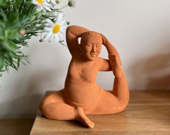 Terra Cotta Statue - Lady Doing Yoga