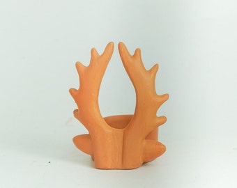 Reindeer Antler Terra Cotta Tealight Candle Holder For Christmas