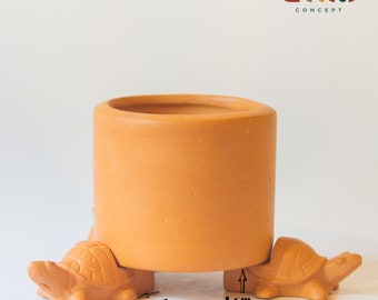 Patas para macetas de terracota con forma de tortuga - Juego de 3 elevadores para plantas