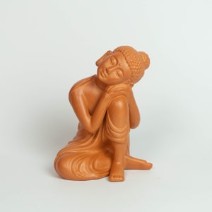 Resting Buddha Statue | Terra Cotta Statue | Zen Statue | Small Zen Garden Statue |
