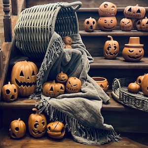 La citrouille en terre cuite pour Halloween | Jack&#39;o&#39;lantern | Décoration d&#39;Halloween