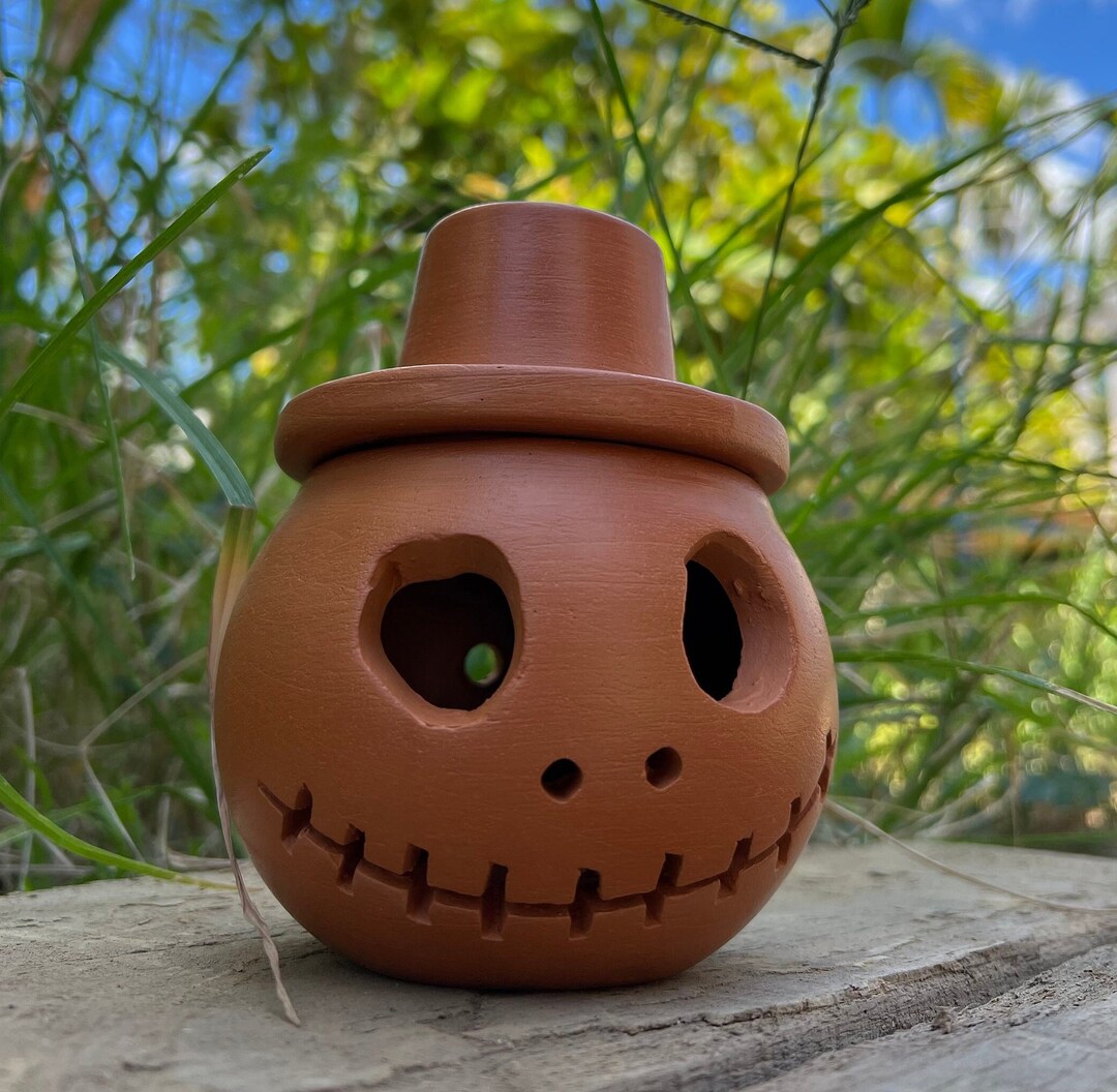 Terra Cotta Jacko'lantern Pumpkin Candle Holder Etsy