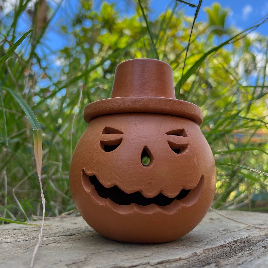 Terra Cotta Jacko'lantern Pumpkin Candle Holder Etsy