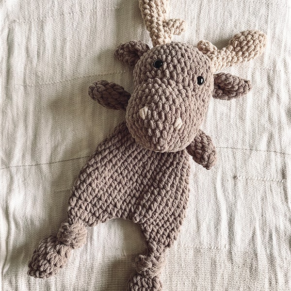 Large Crochet Moose Lovey | Stuffed Moose Snuggler