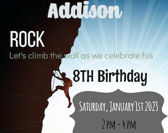 Editable, Rock Climbing Invitation, Rock Climbing Party, Rock Climbing Birthday, Corjl template, Birthday Party, INSTANT DOWNLOAD