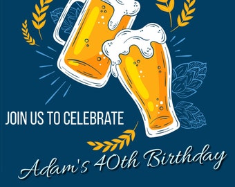 Custom Beer Birthday Party Invitation, 40th Birthday Party invite, INSTANT DOWNLOAD, Editable 50th Birthday Invite, Cold one for the old one