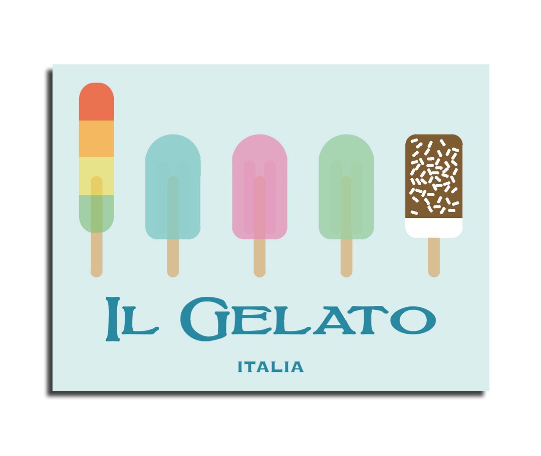 Il Gelato Ice Cream Clipart Fun Wall Artwork Etsy