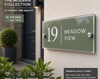 Modern Acrylic House Number Plaque - Custom Door Number
