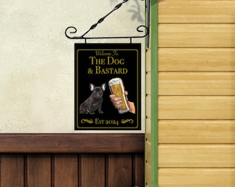 Personalised Home Bar Sign | Outdoor Pub Shed Sign - Hanging with Bracket & Chain (Weatherproof)