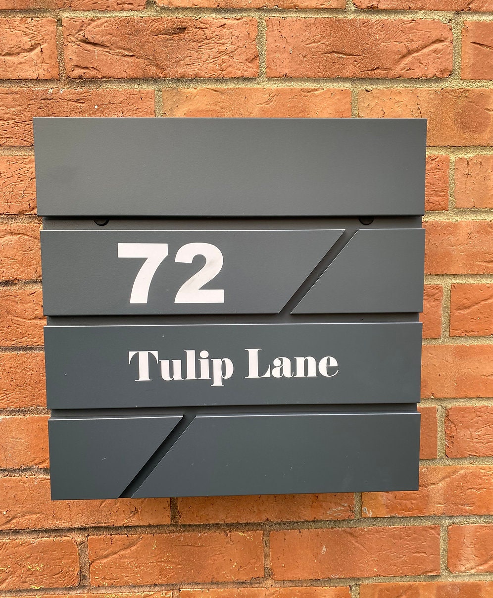 Metal Modern Post Box in Dark Grey/ Black With Optional Address - Etsy UK