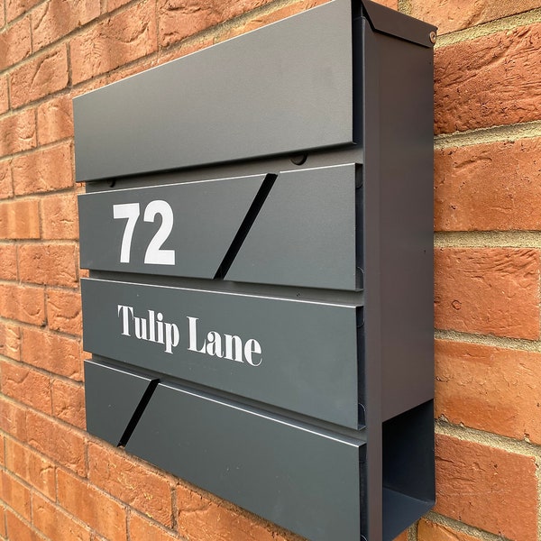 Metal Modern post box with optional address