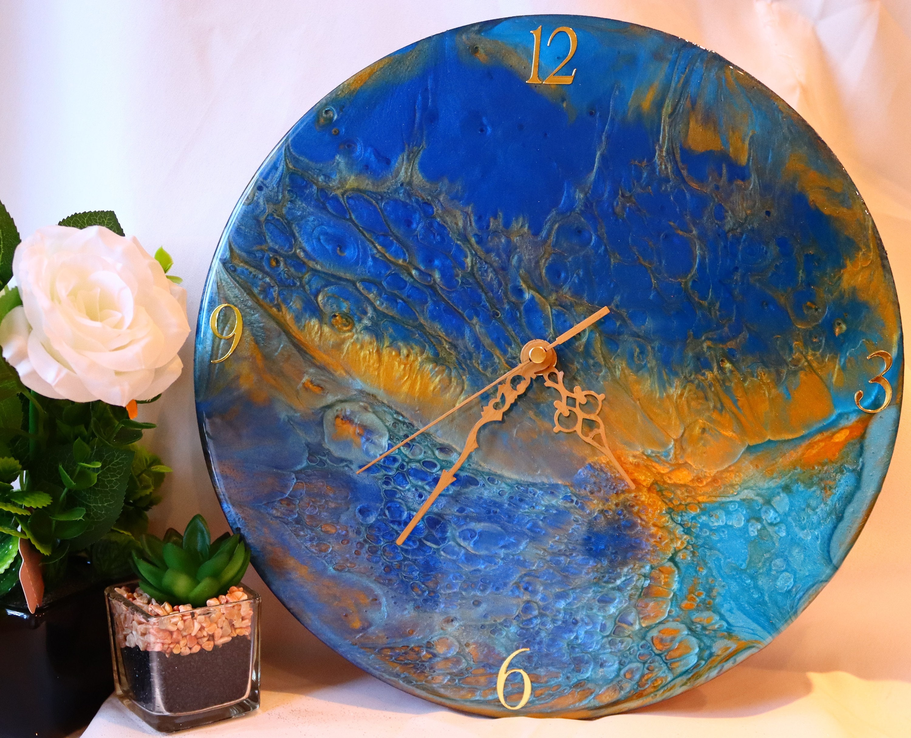 Clock Wall Clock Resin Art Clock Abstract Resin Clock Etsy UK