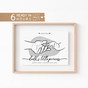 Arte de linha minimalista pai e filha | Lembrança personalizada | Presente de menina para o dia dos pais, decoração de aniversário exclusiva para marido e novo pai