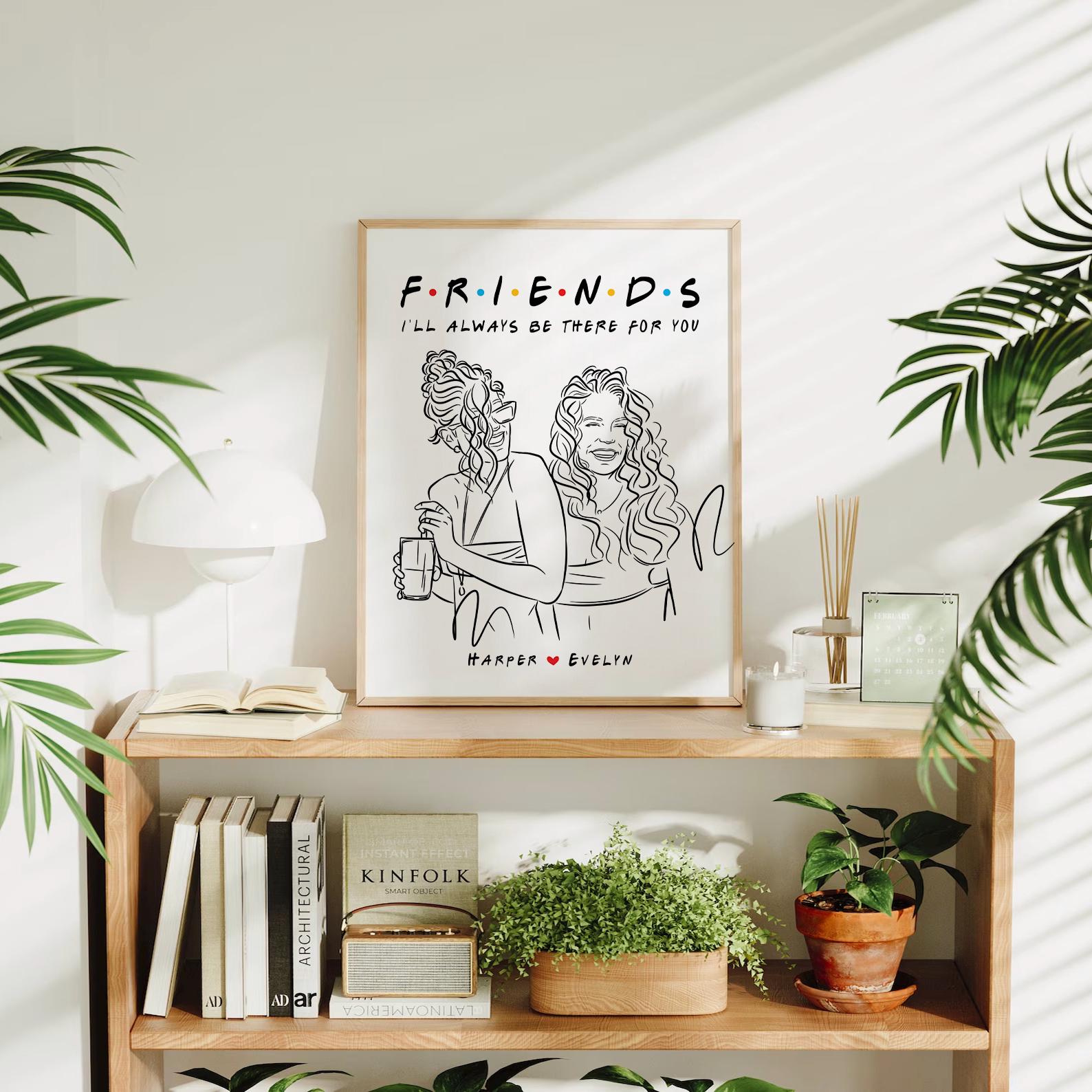 Custom Friend Prints, Friends Portrait Illustration, Personalised Wall Art, Best Friends Gift Picture, Personalised Gift For Friend, DIGITAL