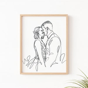 Custom Anniversary Line Art | Personalized Love Story Sketch | Unique Couples, Mother's, Father's, Birthday Gift Portrait | Romantic Decor