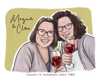 Bestie Birthday Gift, Custom Portrait Painting from Photo