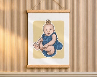 Regalo di ringraziamento per la tata, dipinto del bambino da foto su poster di legno da appendere.