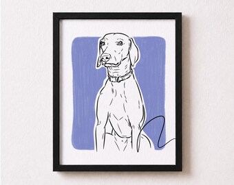 Dog Mom Birthday Gift, Custom Dog Portrait from Photo, Framed Line Art