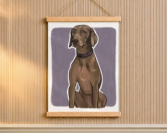 Dog Lover Birthday Gift for Husband, Dog Painting from Photo on Wood Poster Hanger