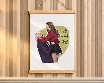 Engagement Gift for Daughter, Couple Painting from Photo on Wood Poster Hanger