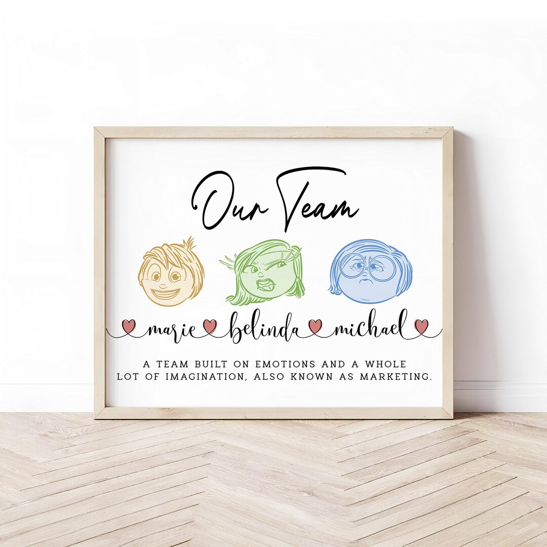 Custom Team Inside Out Emotions Portrait | Cartoon Family Art Poster ...
