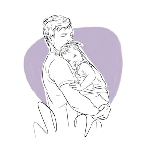 Custom Father Portrait | Line Art Family Drawing | Father’s Day Gift, Anniversary, Dad Birthday Present, Unique Stepdad, Grandparent Artwork