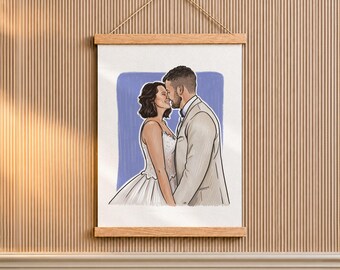 Quadro con coppia romantica, poster da appendere in legno, decorazione per la camera da letto tratta da una foto di matrimonio.