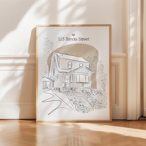 Custom New Home Gift - House Drawing - Perfect First Home Gift, Real Estate Closing Gifts, Childhood Home Artwork, Wedding Venue Drawings