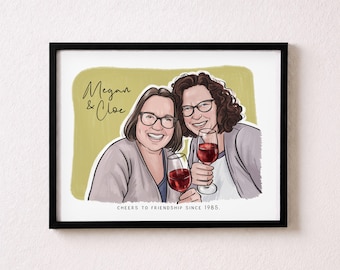 Retirement Gift for Best Friend, Custom Portrait Painting from Photo, Framed Print