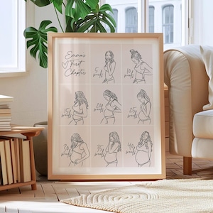 Custom Pregnancy Line Art Poster | Week-by-Week Maternity Drawing from Photo | Baby Shower Gift for Mom, Minimalist Keepsake Art Print
