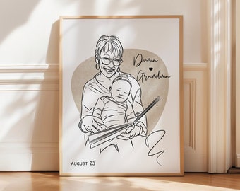 Custom Grandmother Line Drawing