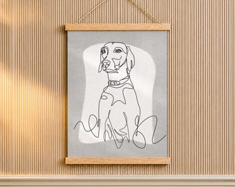Mothers Day Gift from the Dog, One Line Dog Art from Photo on Wood Hanger