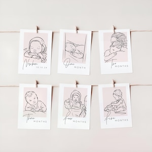 Personalized Baby Milestone Line Art Newborn Gift | Minimalist Baby to 12 Month Boho Sentimental Keepsake for Shower, Parents & Grandparents