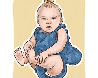 Godmother Christmas Gift, Godchild Painting from Photo, Baby Portrait