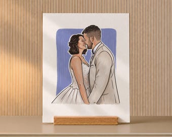 Engagement Painting on Wood Stand, Christmas Proposal Keepsake from Couple Photo