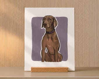 Housewarming Gift for Dog Parents, Dog Painting from Photo on Oak Desk Stand